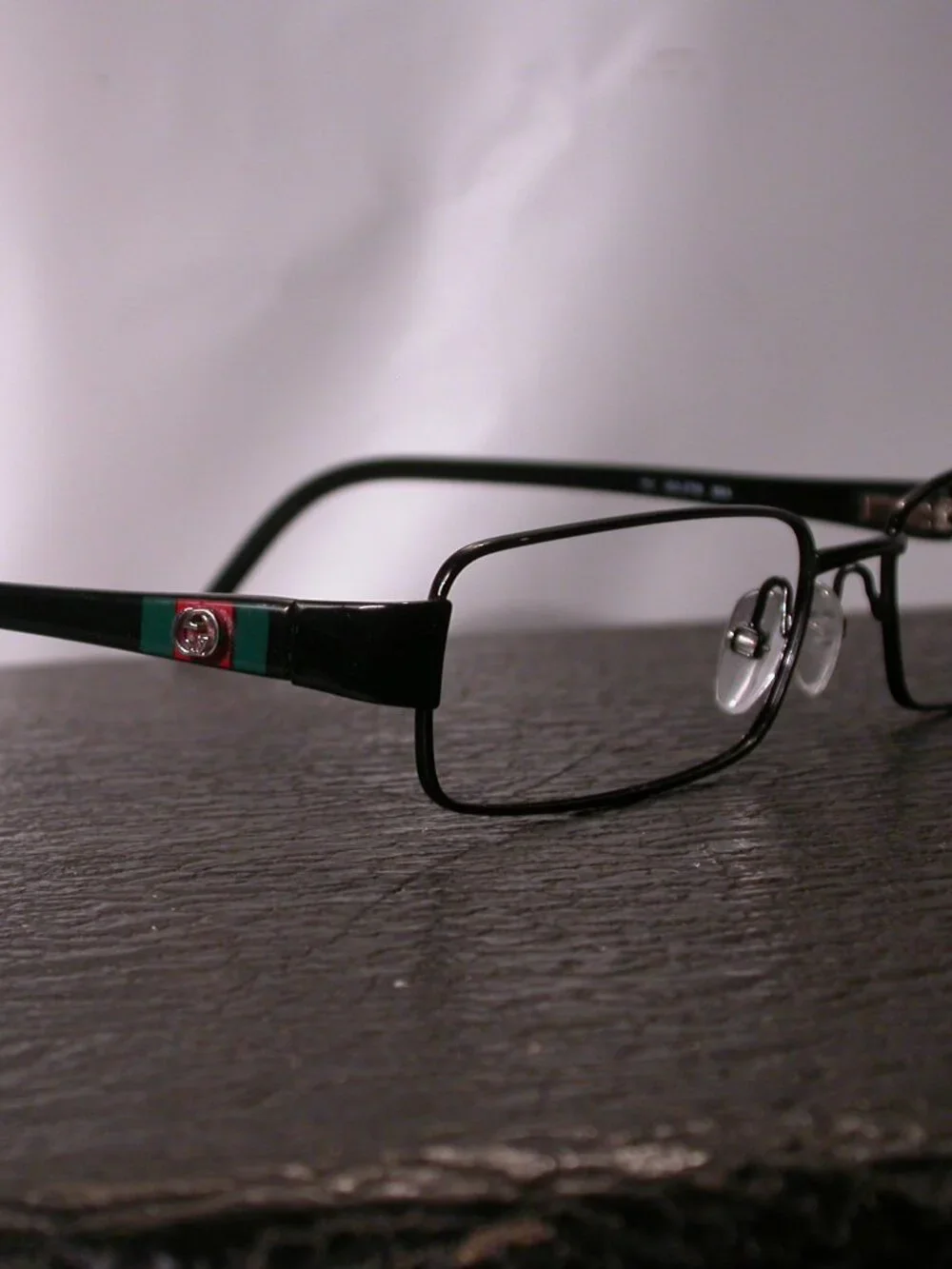 Authentic Gucci Metal Stripe Jet Black Eyeglasses Frames Made in Italy